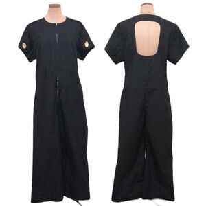 3.1 Phillip Lim Cutout Back Wide Leg Jumpsuit Size 8 Black Cotton